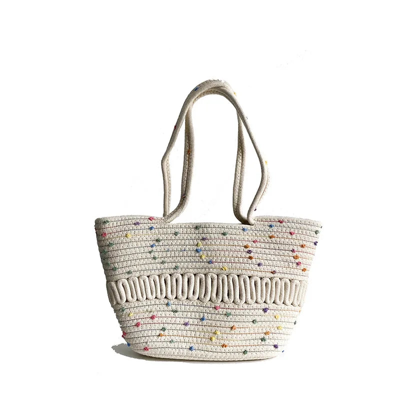 Large Capacity Summer Beach Bag Colored Dot Woman Shoulder Bags