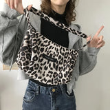 Leopard Print Tote Bag Suede Handbag Travel Shoulder Bags