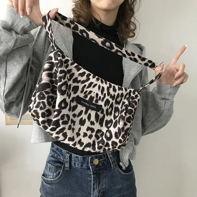 Leopard Print Tote Bag Suede Handbag Travel Shoulder Bags