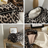 Leopard Print Tote Bag Suede Handbag Travel Shoulder Bags
