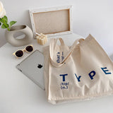 Letter Printing Canvas Bag Square Leisure Totes Large Capacity Student Schoolbag