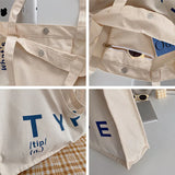 Letter Printing Canvas Bag Square Leisure Totes Large Capacity Student Schoolbag