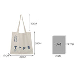 Letter Printing Canvas Bag Square Leisure Totes Large Capacity Student Schoolbag