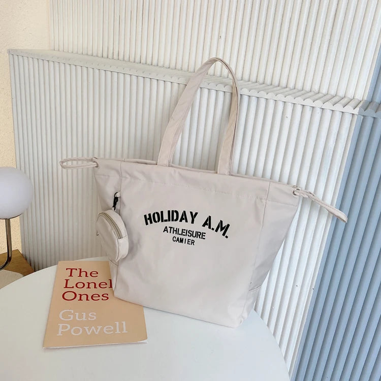 Cotton Drawstring Shoulder Bag Waterproof Tote