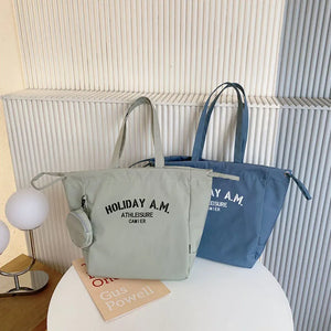 Cotton Drawstring Shoulder Bag Waterproof Tote