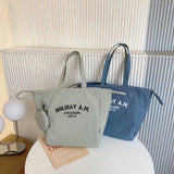 Cotton Drawstring Shoulder Bag Waterproof Tote