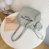 Cotton Drawstring Shoulder Bag Waterproof Tote