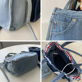 Mini Denim Shoulder Bag Zipper Handbag Portable Tote Bag