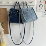 Mini Denim Shoulder Bag Zipper Handbag Portable Tote Bag