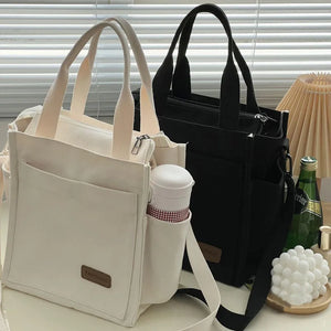 Canvas Tote Shoulder Bag Large Capacity Solid Handbag