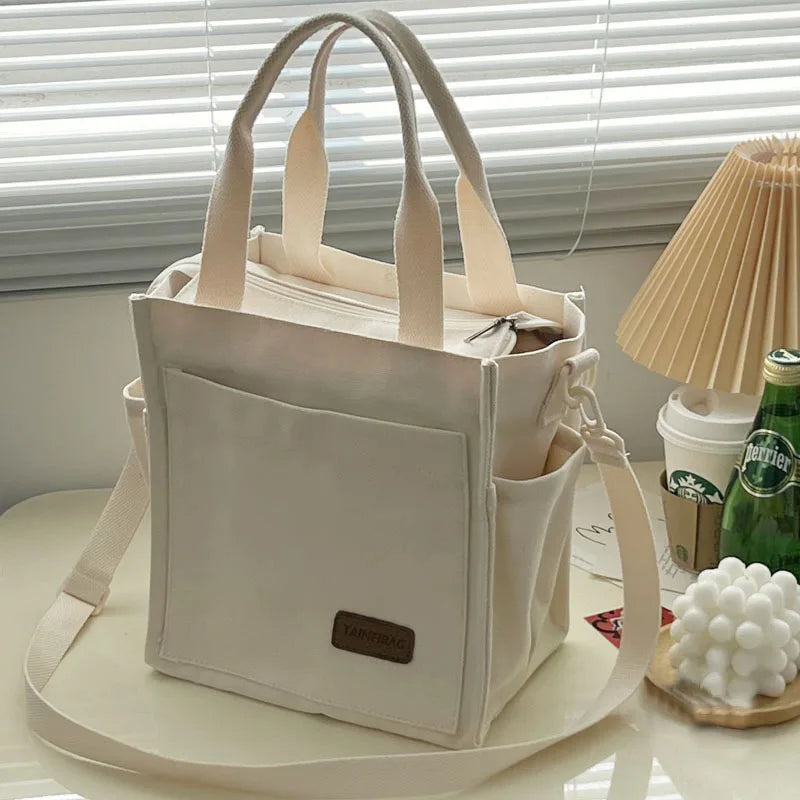 Canvas Tote Shoulder Bag Large Capacity Solid Handbag