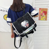 Rabbit Doll Schoolbag Waterproof Nylon Rucksack