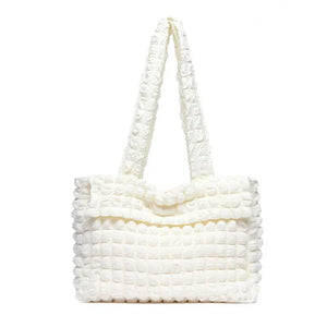 Nylon Tote Bag Quilted Bubble Handbag Lightweight Shoulder Bags