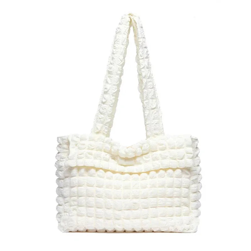 Nylon Tote Bag Quilted Bubble Handbag Lightweight Shoulder Bags