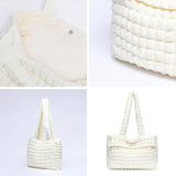 Nylon Tote Bag Quilted Bubble Handbag Lightweight Shoulder Bags