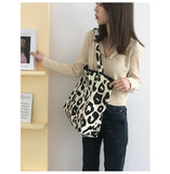 Pink Leopard Shoulder Bag Women's Totes Bucket Handbag