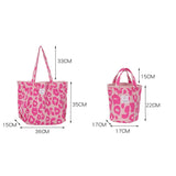 Pink Leopard Shoulder Bag Large Capacity Casual Totes Ladies Canvas Bags