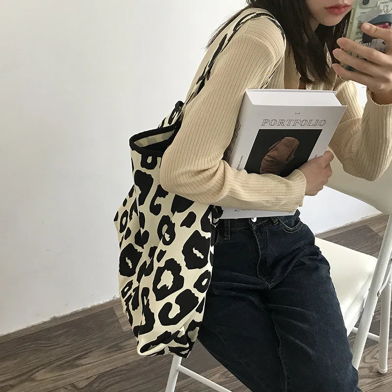 Pink Leopard Shoulder Bag Women's Totes Bucket Handbag
