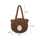 Cartoon Bear Shoulder Bag Plush Purse Handbag with Zipper