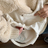 Plush Shoulder Tote Bags Girl Vest Embroidery Handbag