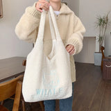 Plush Shoulder Tote Bags Girl Vest Embroidery Handbag
