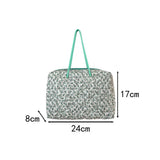 Quilted Cotton Shoulder Bag Green Flowers Large Capacity Handbag
