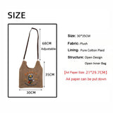 Rabbit Embroidery Travel Shoulder Bag Plush Crossbody Messenger Bags