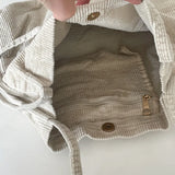 Corduroy Tote Shoulder Bag with Front Phone Pockets