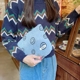 Smiley Face Corduroy Cosmetic Bag Dot Toiletry Bags Wallet
