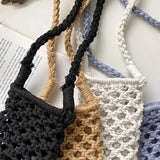 Polyester Cotton Shoulder Bag Knitting Hollow Out Crossbody Purses