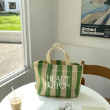 Straw Hollow Out Woven Tote Stripe Ladies Shoulder Bag Large Handbag