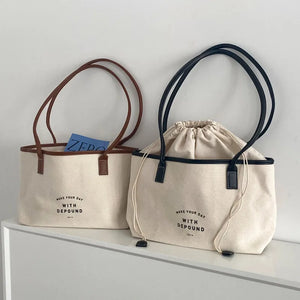 Summer Large Capacity Canvas Tote Bag for Female Students