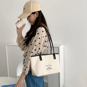 Summer Large Capacity Canvas Tote Bag for Female Students