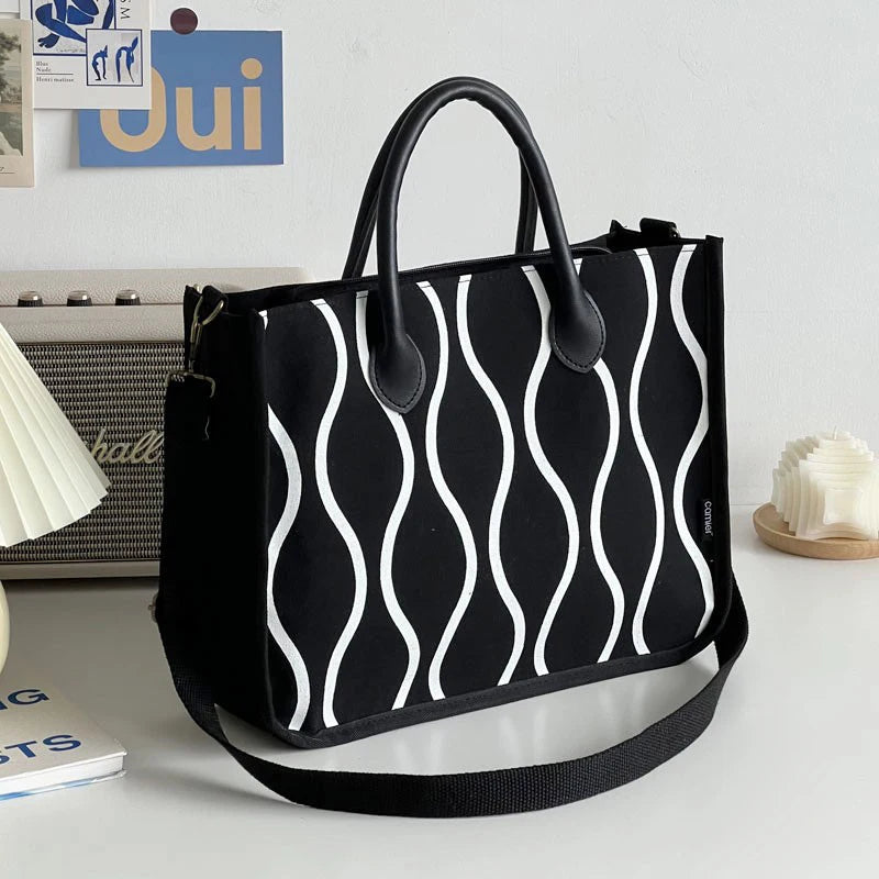 Thickened Canvas Bag College Student Portable Schoolbag Square Handbag