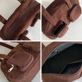 Corduroy Travel Duffel Bag Handbag Casual Tote Large Capacity