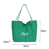 Large Capacity Women's Shoulder Bag College Style Cotton Canvas Handbag