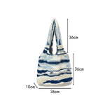 Winter Plush Shoulder Bag Women's Large Capacity Tote Stripe Ink Pattern Fluffy