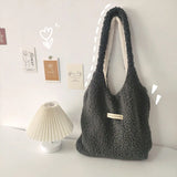 Winter Women Plush Shoulder Bags Solid Casual Tote Girls Handbag