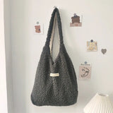 Winter Women Plush Shoulder Bags Solid Casual Tote Girls Handbag