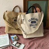 Woman Letter Printing Handbag Cotton Canvas Shoulder Messenger Bag