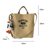 Woman Letter Printing Handbag Cotton Canvas Shoulder Messenger Bag
