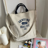 Woman Letter Printing Handbag Cotton Canvas Shoulder Messenger Bag