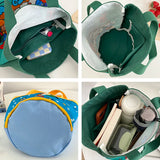 Woman's Cartoon Bucket Tote Bag Large Capacity Handbag Canvas Bento Bags