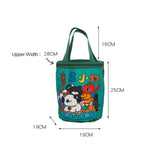 Woman's Cartoon Bucket Tote Bag Large Capacity Handbag Canvas Bento Bags