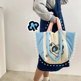 Cotton Shoulder Bag Puppy Large Capacity Casual Tote Schoolbag