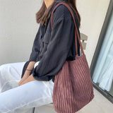 Corduroy Shoulder Bag Retro Handbags Magnetic Buckle