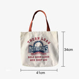 Letters Print Canvas Shopping Bag for Women Eco Handbag Tote