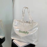 Women Canvas Shoulder Bag Transparent PVC Handbag Waterproof