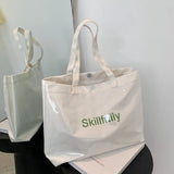Women Canvas Shoulder Bag Transparent PVC Handbag Waterproof