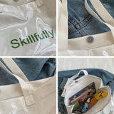 Women Canvas Shoulder Bag Transparent PVC Handbag Waterproof